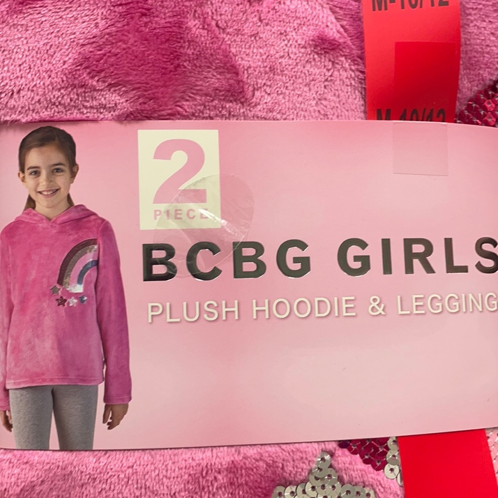 Plush hot pink hoodie and grey legging